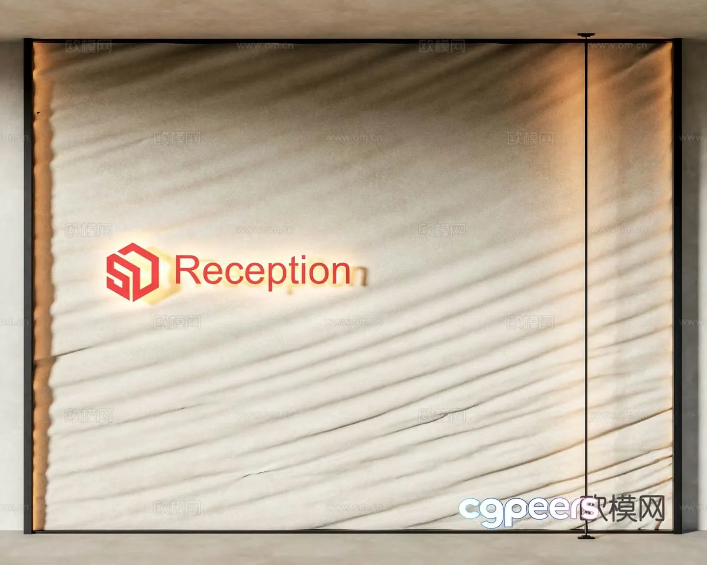 Office front desk background wall 3d model