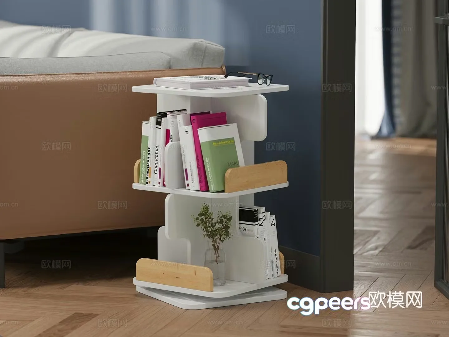 Rotating bookshelf 3d model
