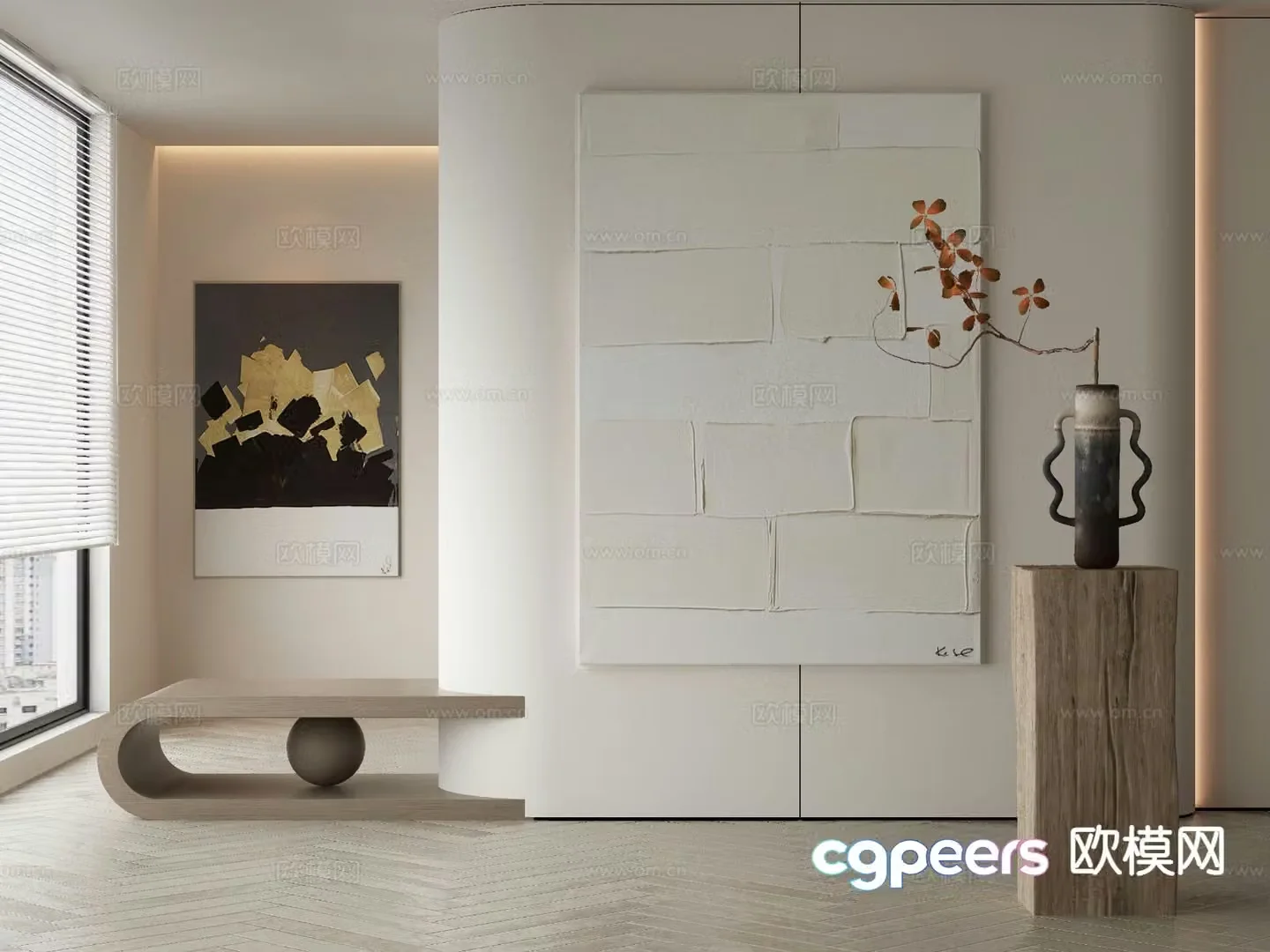 Wabi-sabi art painting texture painting decorative painting 3d model