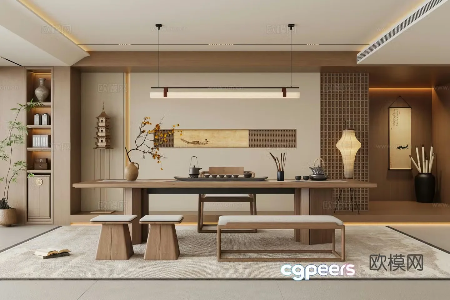 New Chinese tea room 3d model