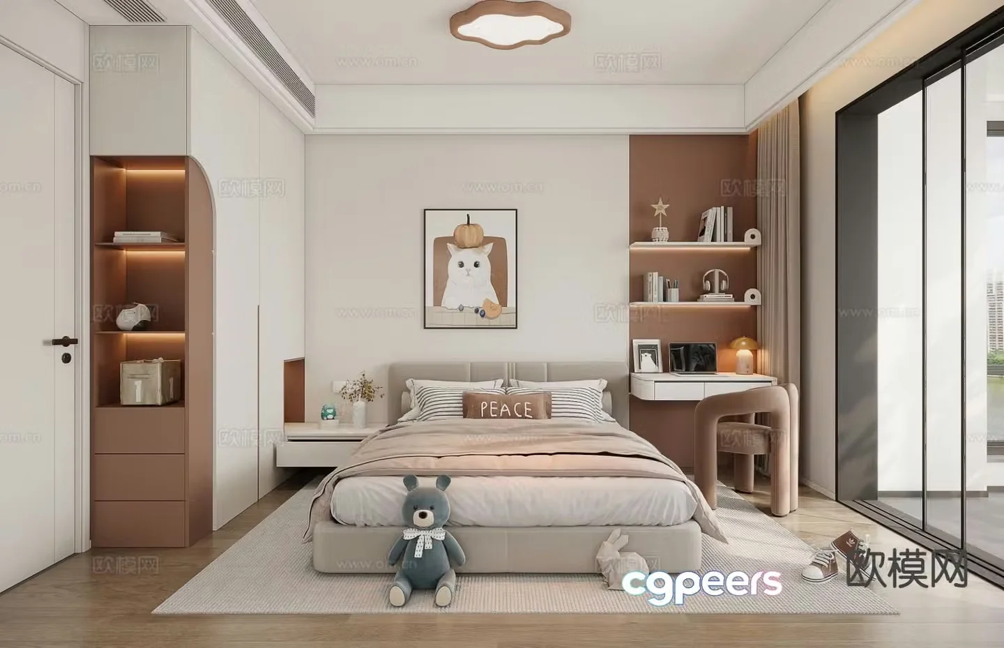 Cream style girl’s room children’s room 3d model
