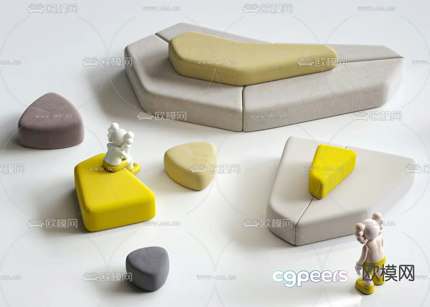 Public sofa lobby sofa 3d model