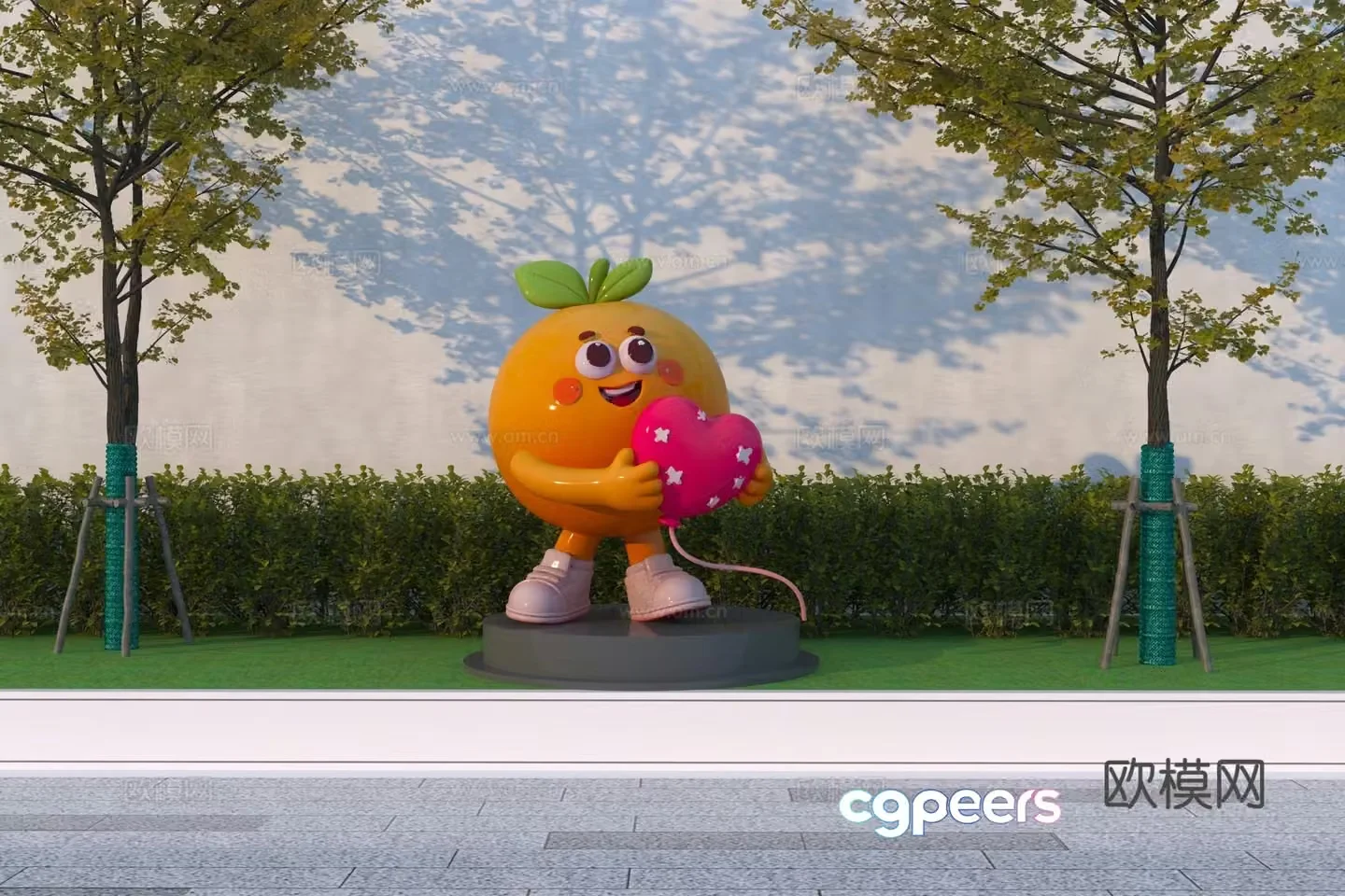 Modern orange sculpture 3d model