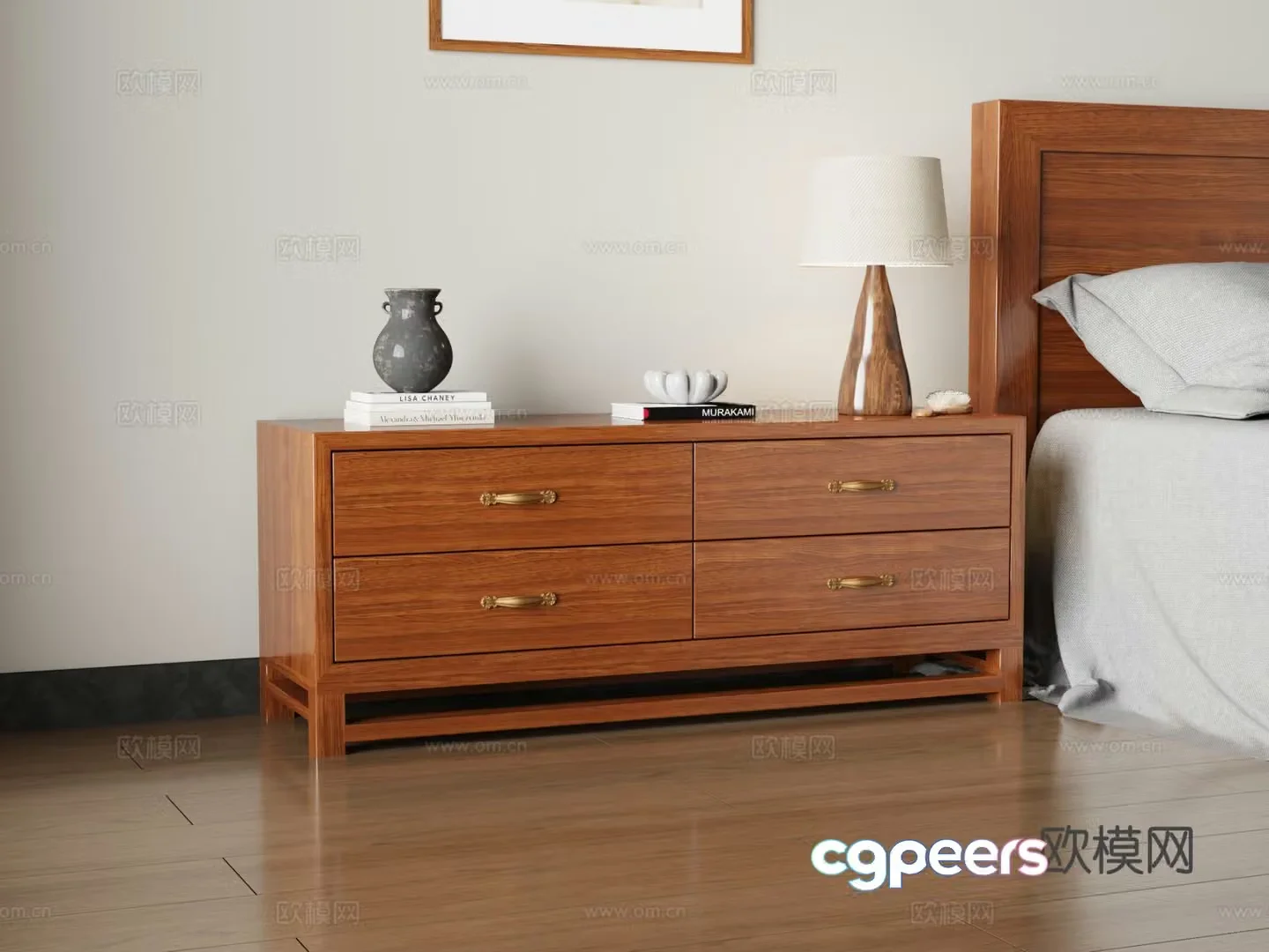 New Chinese style bedside table 3D model