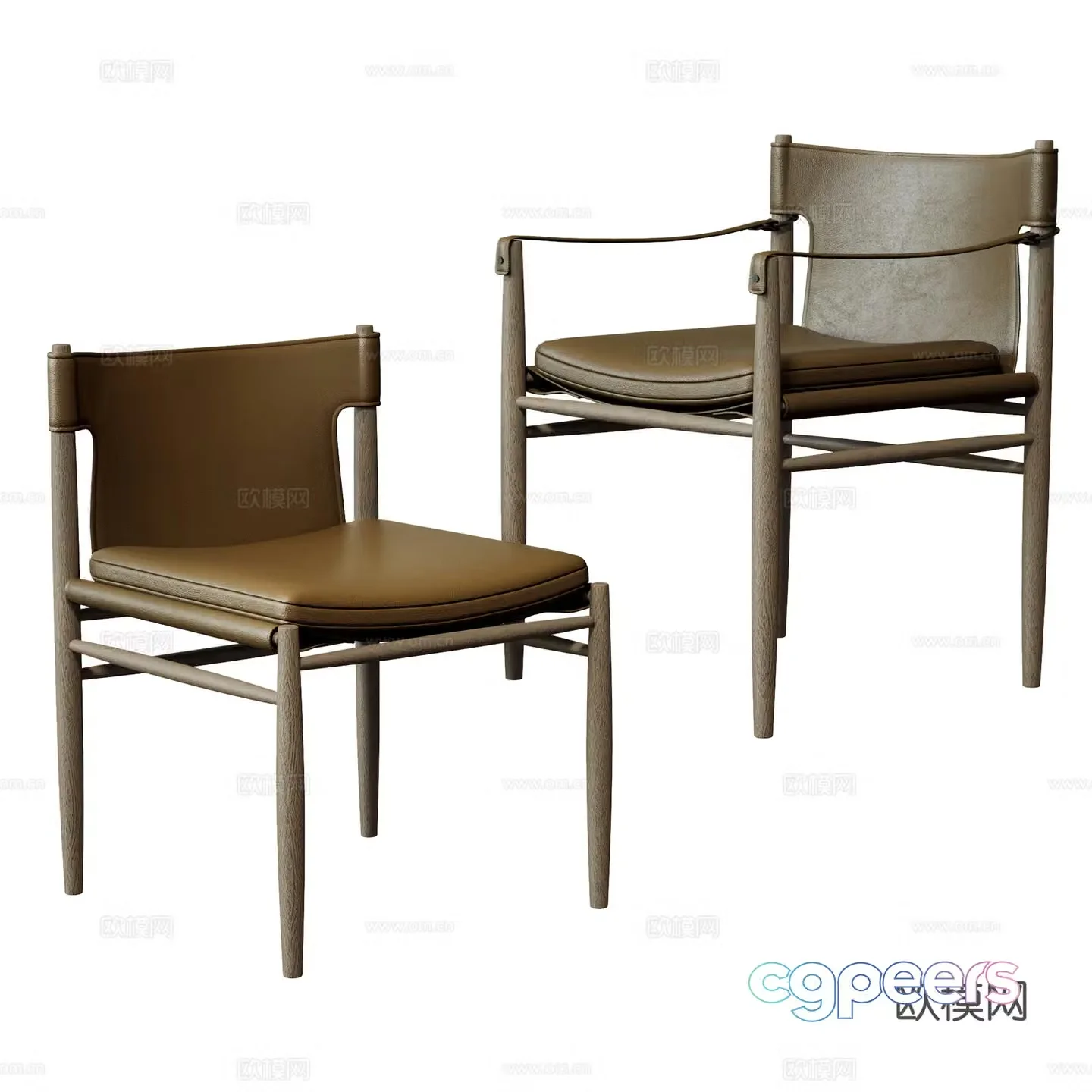 Modern single chair dining chair chair leather single chair leisure chair 3d model