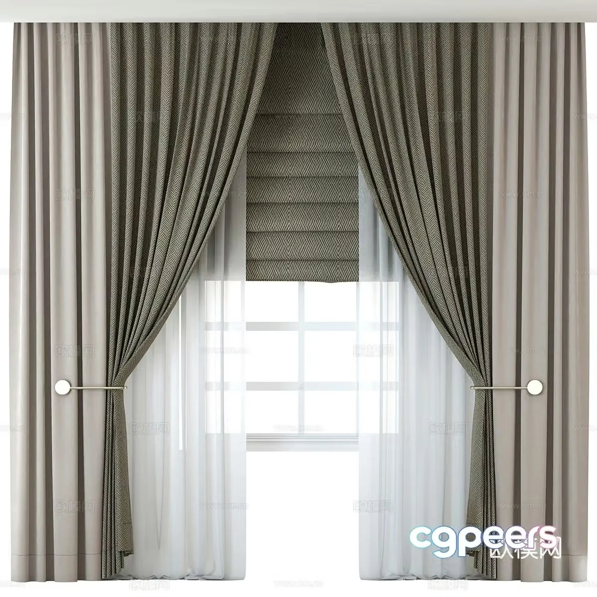 Hotel curtains fabric gauze curtains door curtains pull curtains shower curtains bedroom curtains 3D model