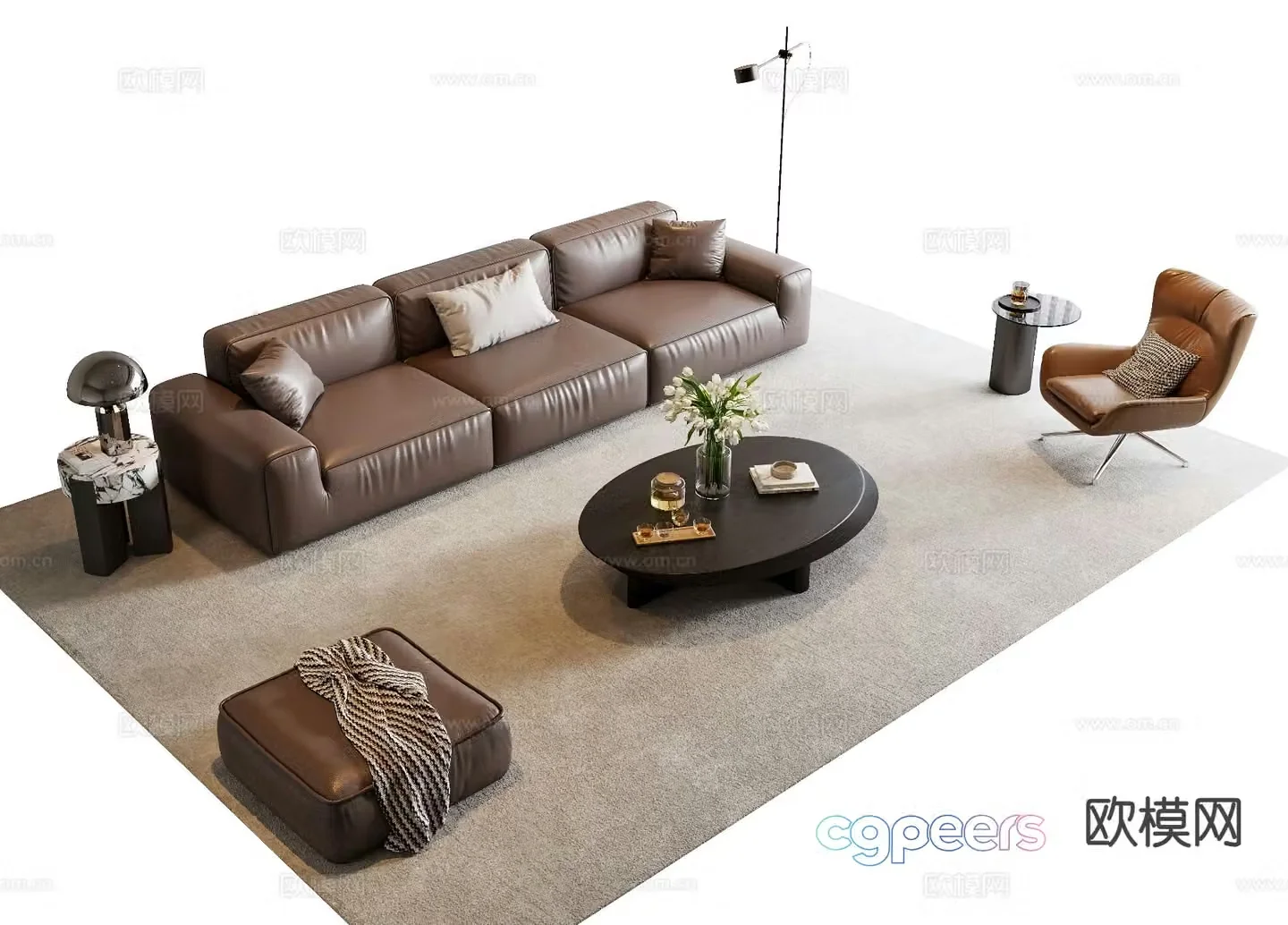 Italian sectional sofa 3d model