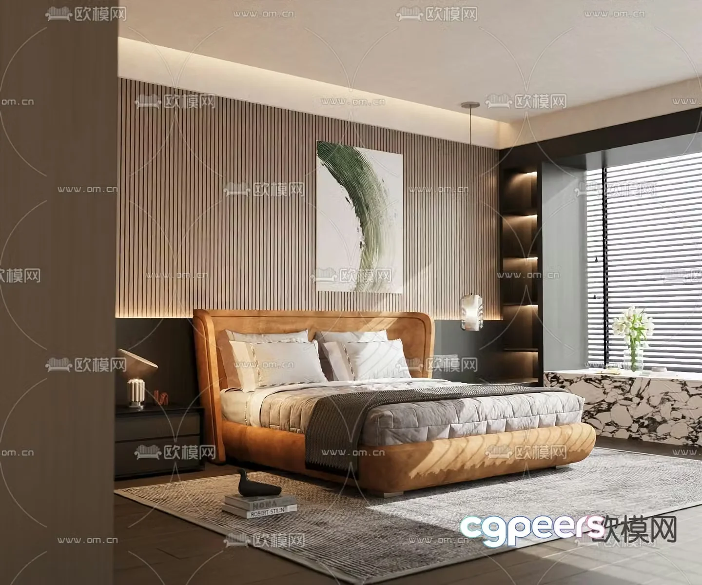 Italian double bed 3d model