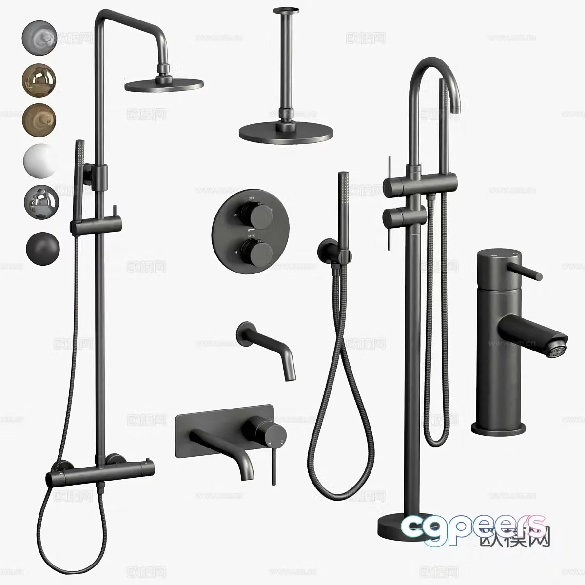 Modern shower faucet 3d model