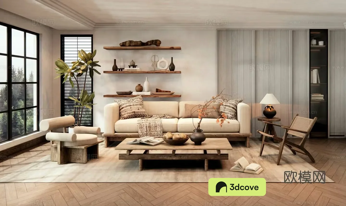Middle-aged living room 3d model