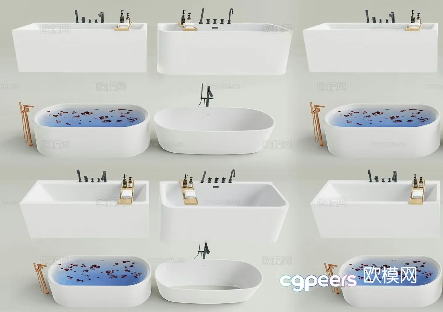 Modern bathtub combination round bathtub rectangular bathtub oval bathtub villa bathtub bath 3d model