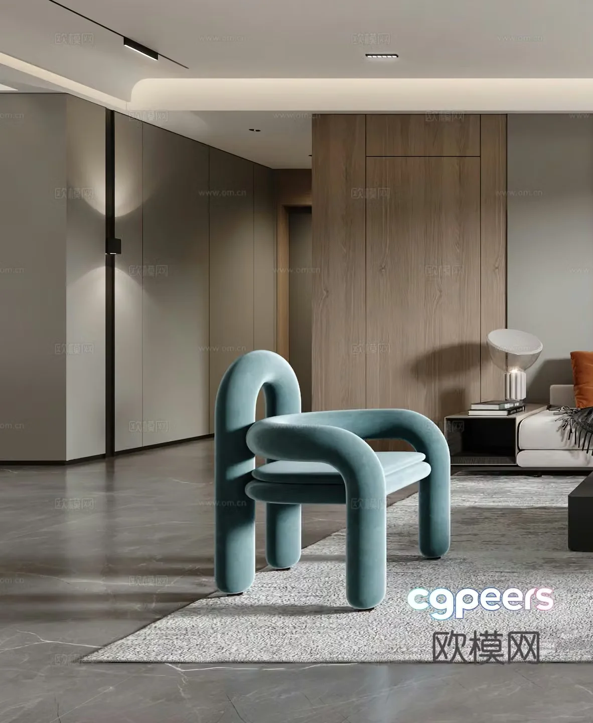 Modern leisure chair side table corner table single chair simple leisure chair G6233d model