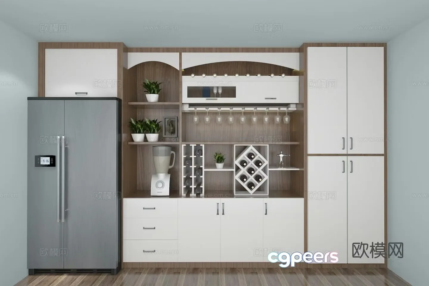 Modern wine cabinet refrigerator 3d model