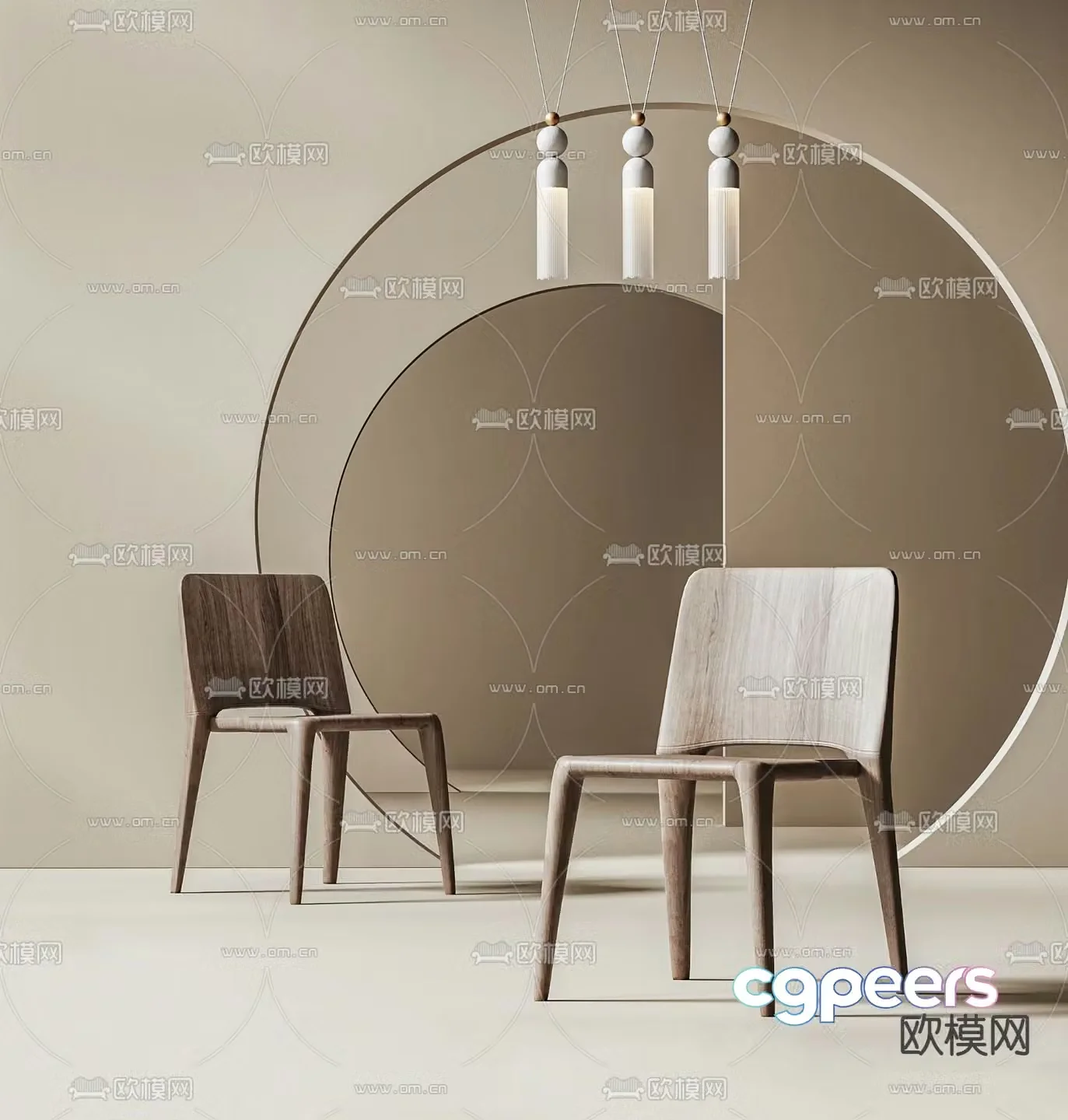Cassina solid wood single chair 3d model