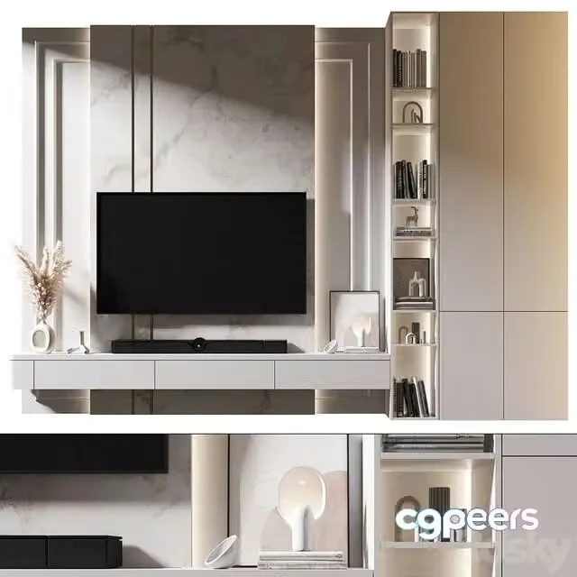 3ds Max Free – TV Wall set 928