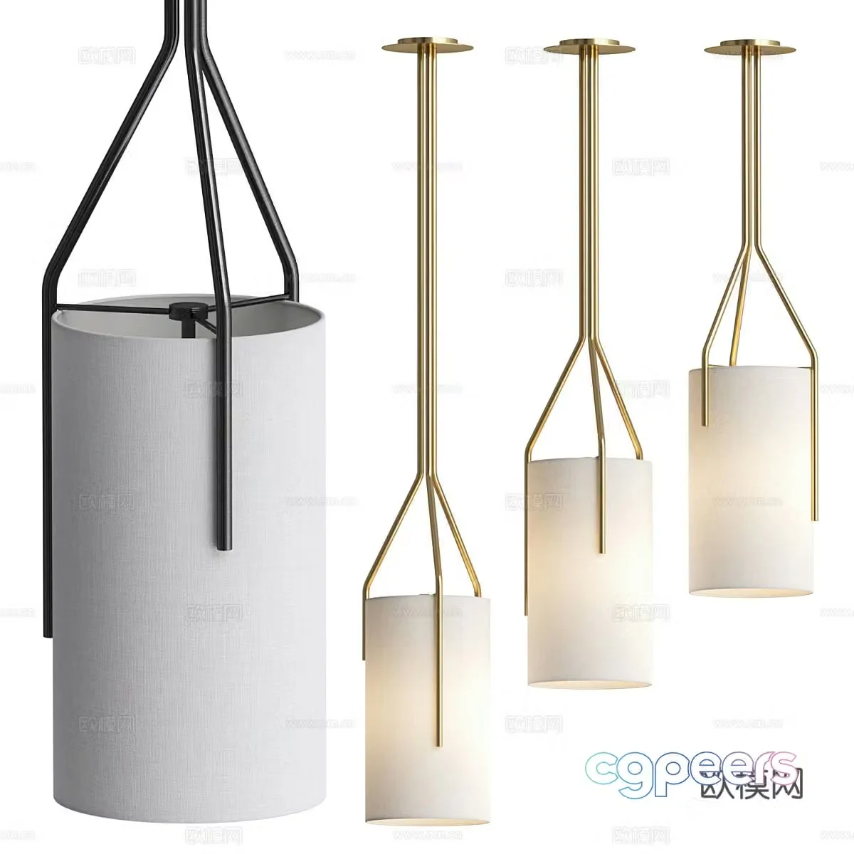 New Chinese style light luxury decorative chandelier 3D model