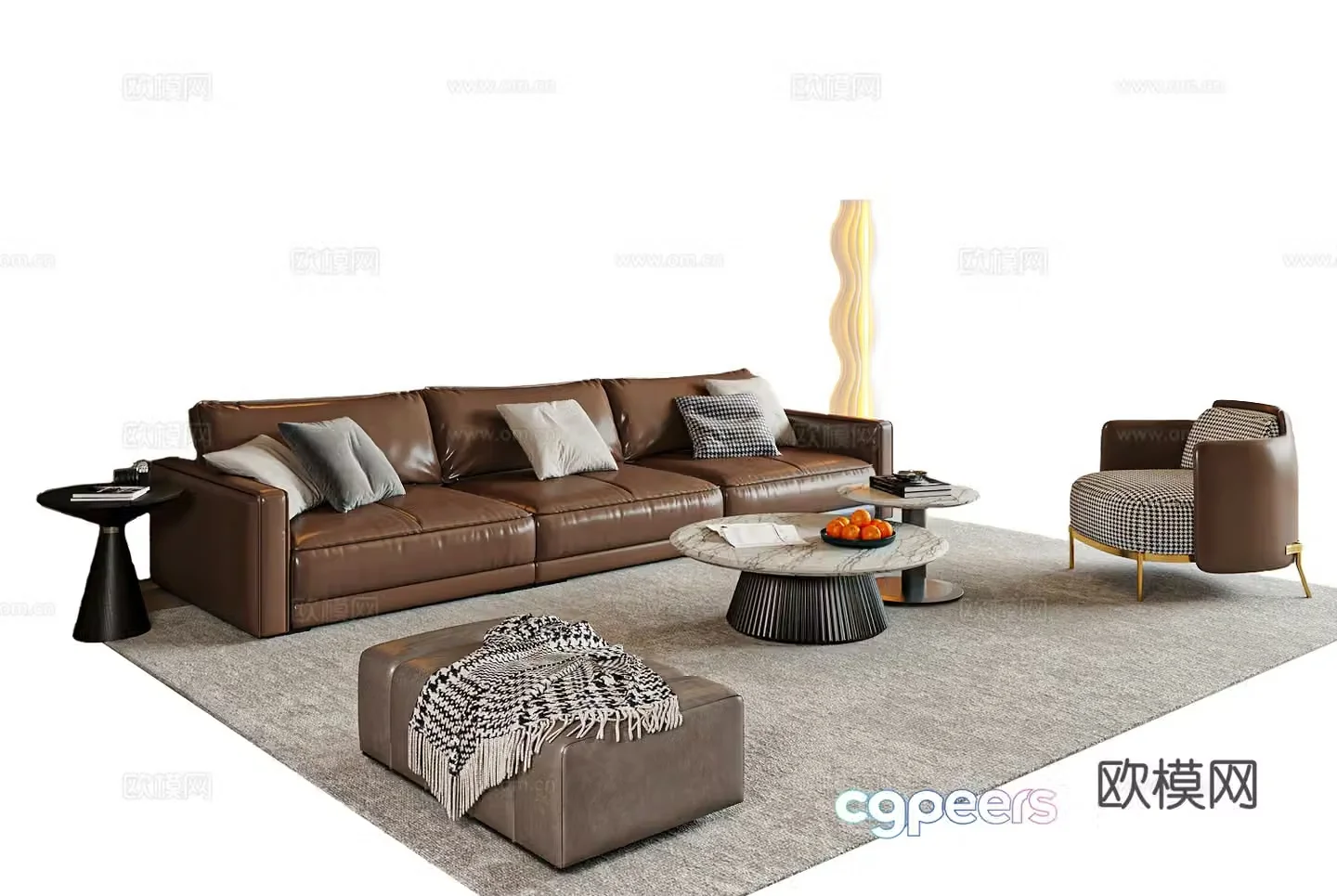 Modern Italian sofa coffee table combination living room sofa 3D model