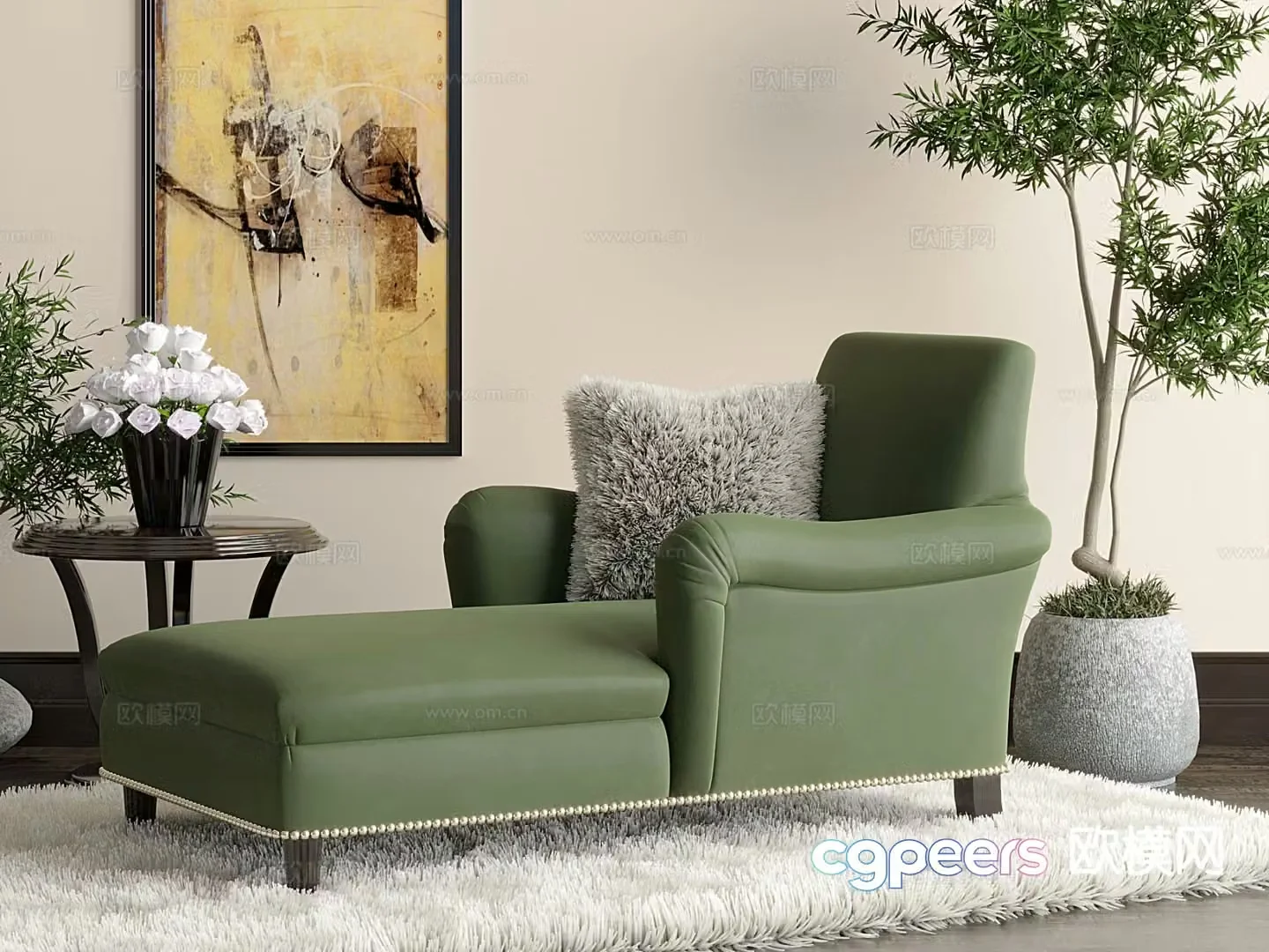 European style chaise longue 3d model