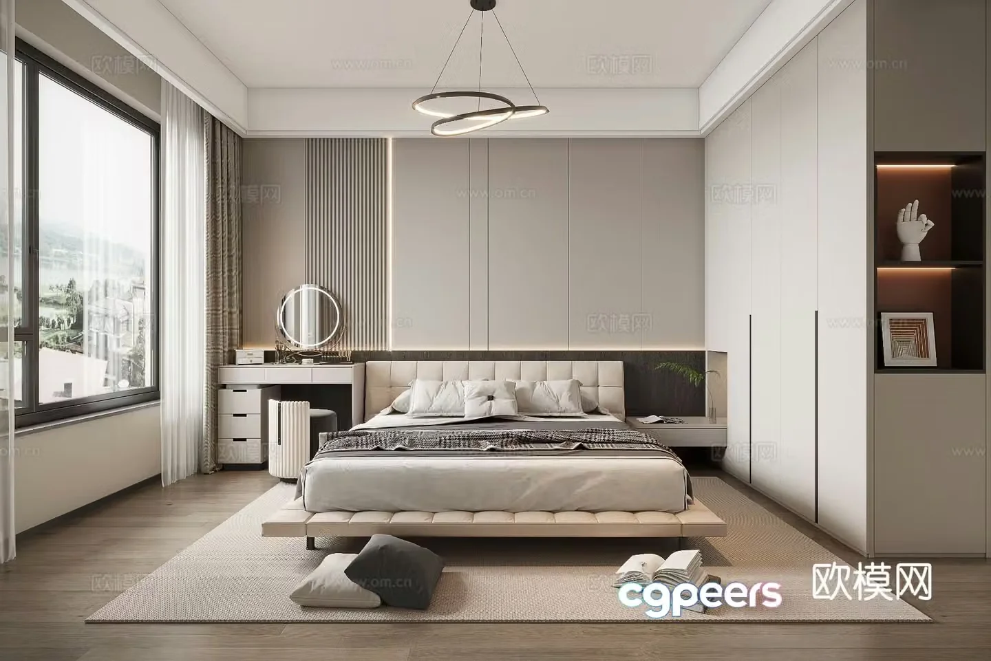 Modern minimalist bedroom master bedroom 3d model