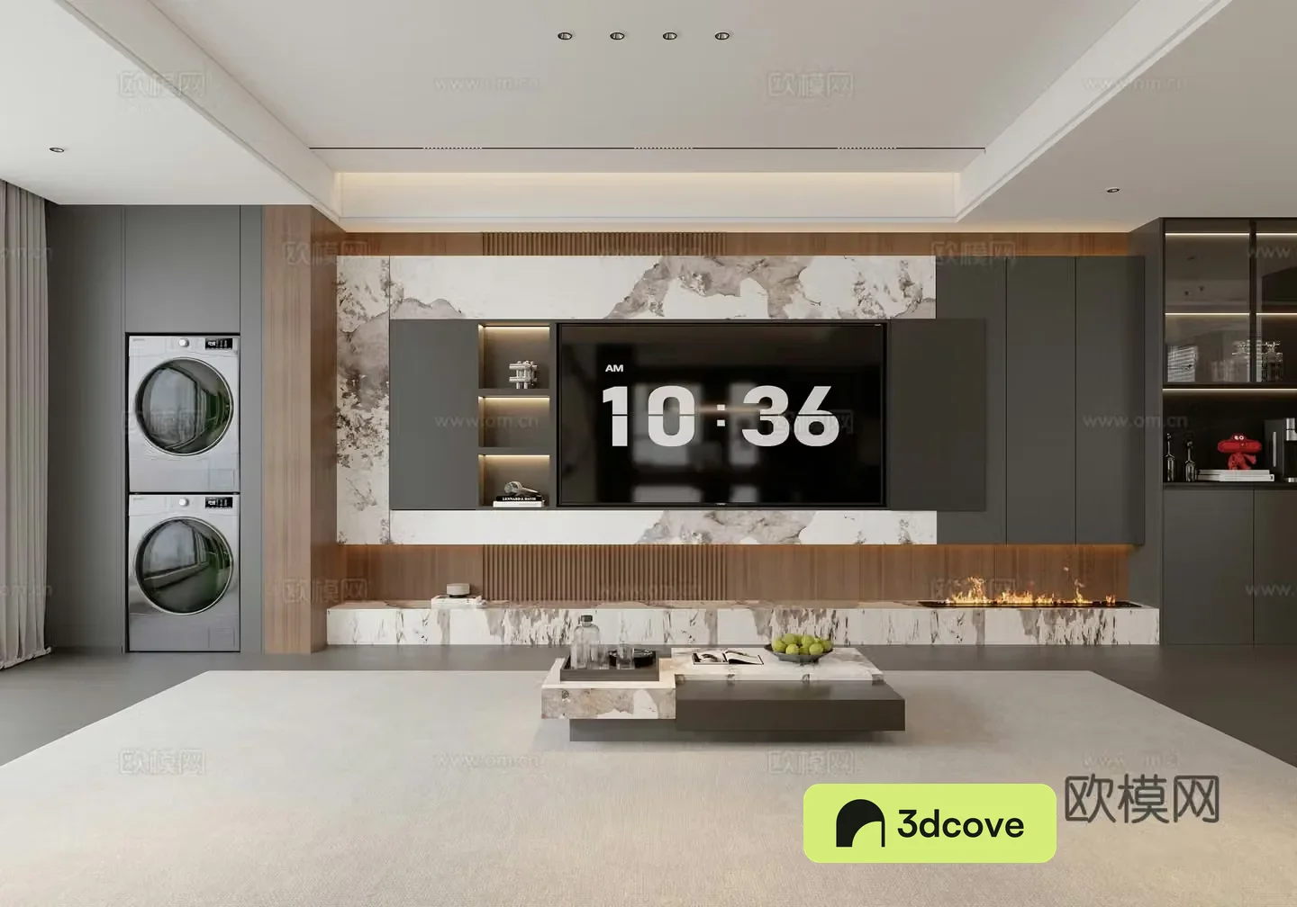 Modern living room TV background wall fireplace modern living room light luxury Italian living room wine cabinet
