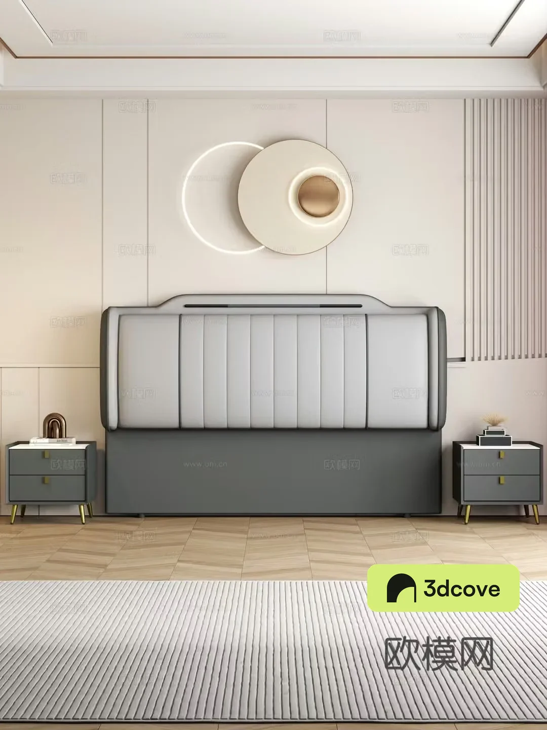 Modern bedroom Bedside double bed nightstand