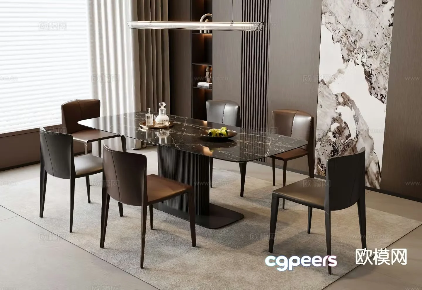 Italian dining table and chairs 3d model