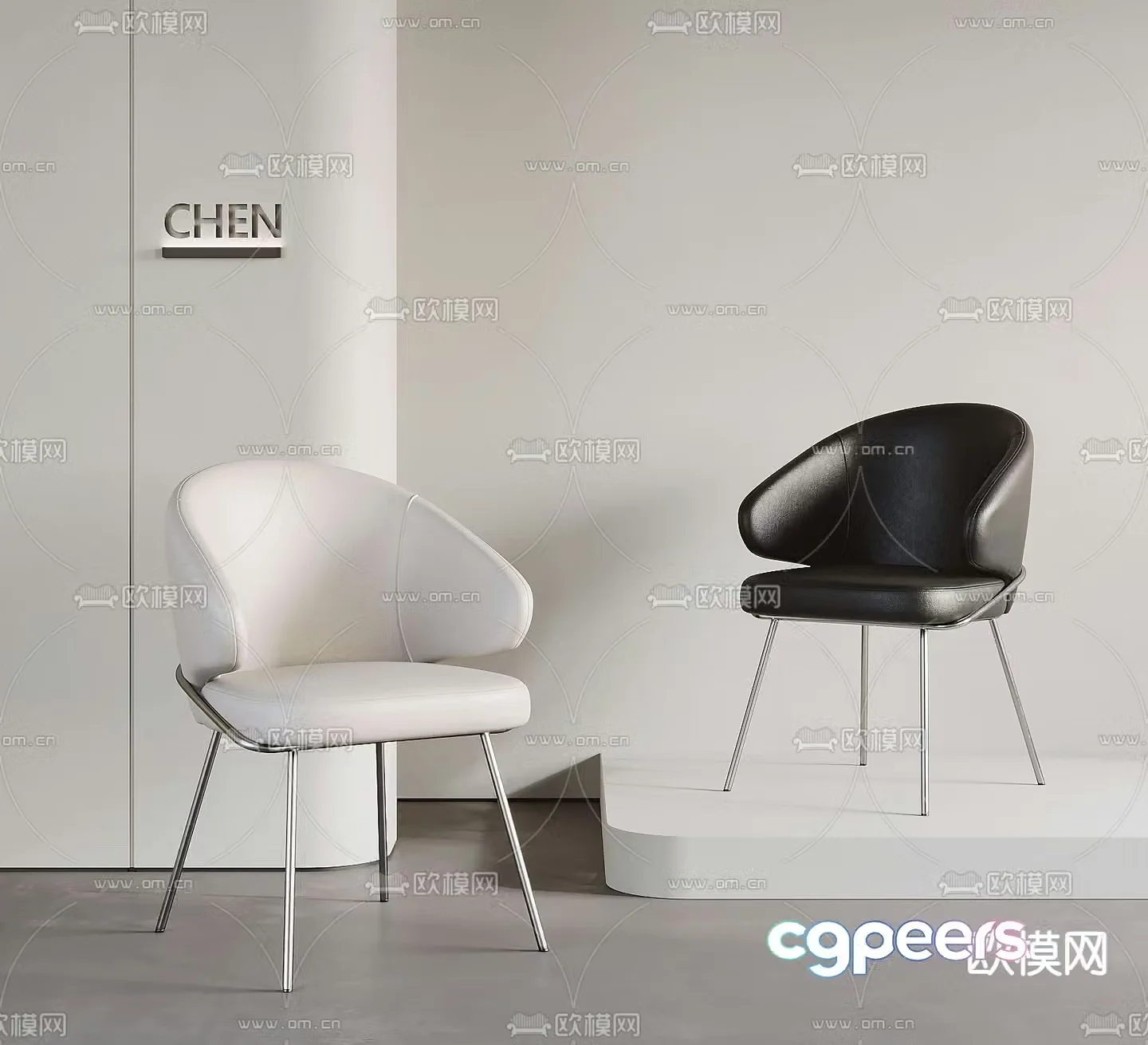 leather chair dining chair 3d model