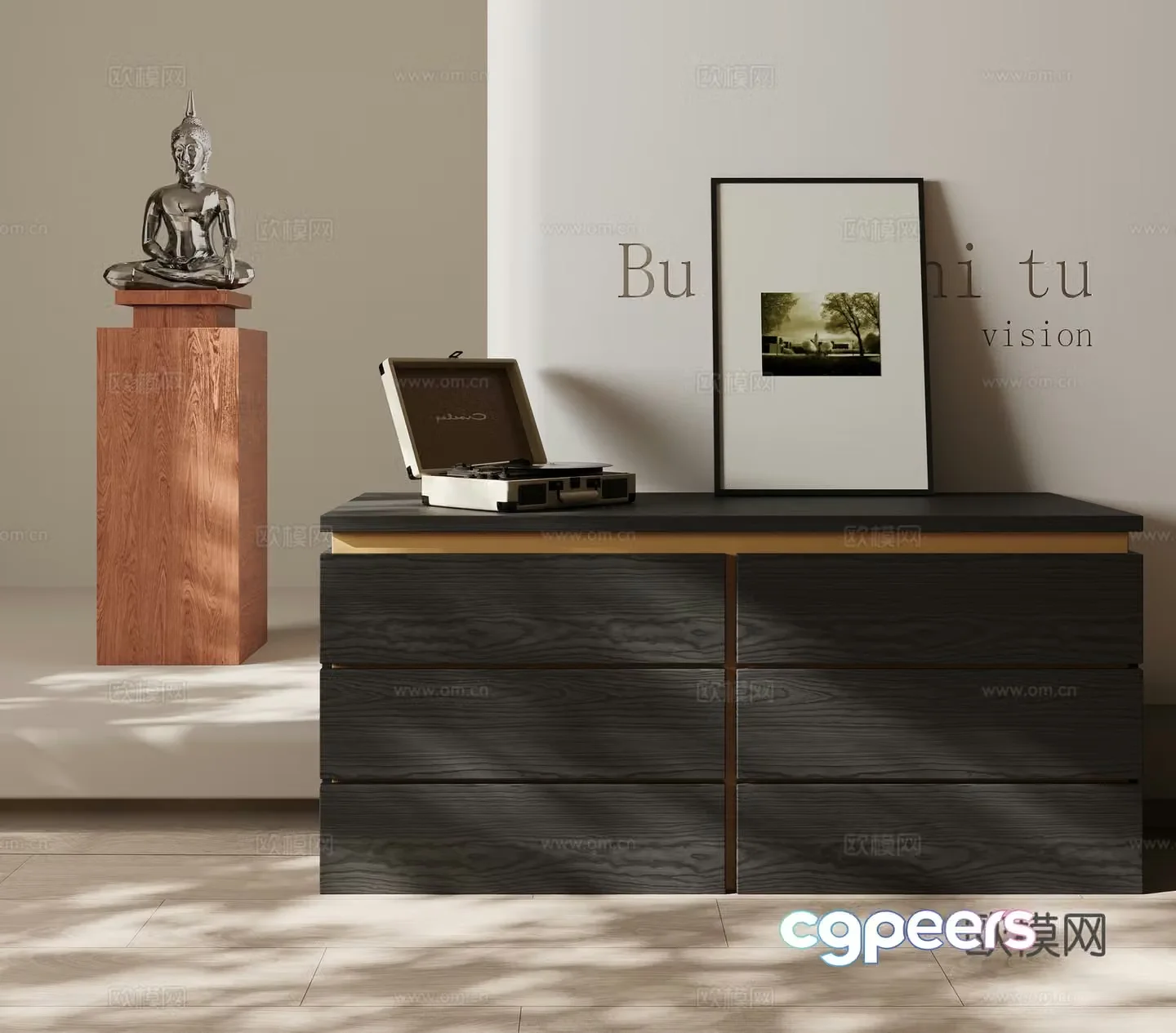 Modern side cabinets low cabinets ornaments 3D model