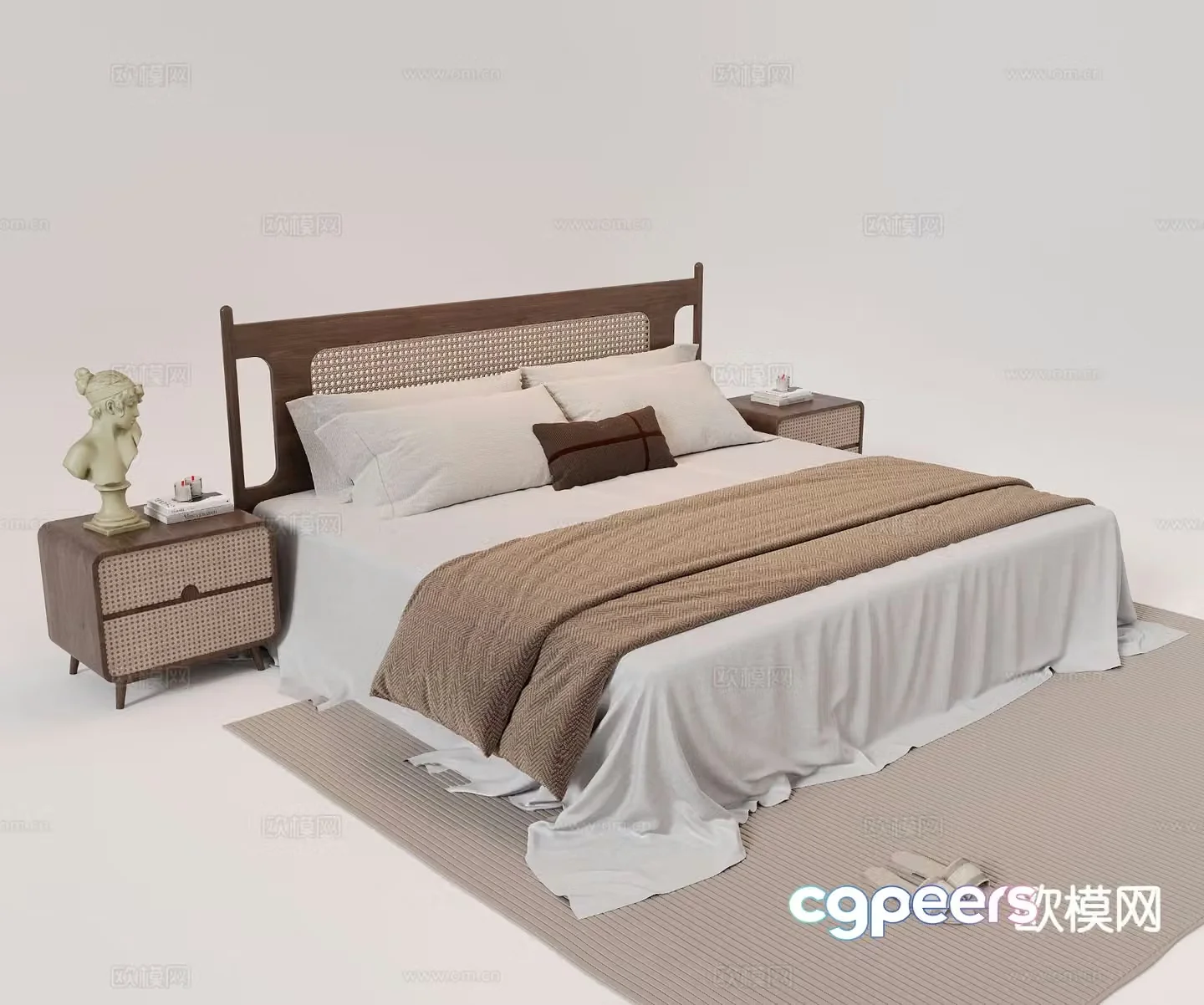 Wabi-sabi double bed 3d model
