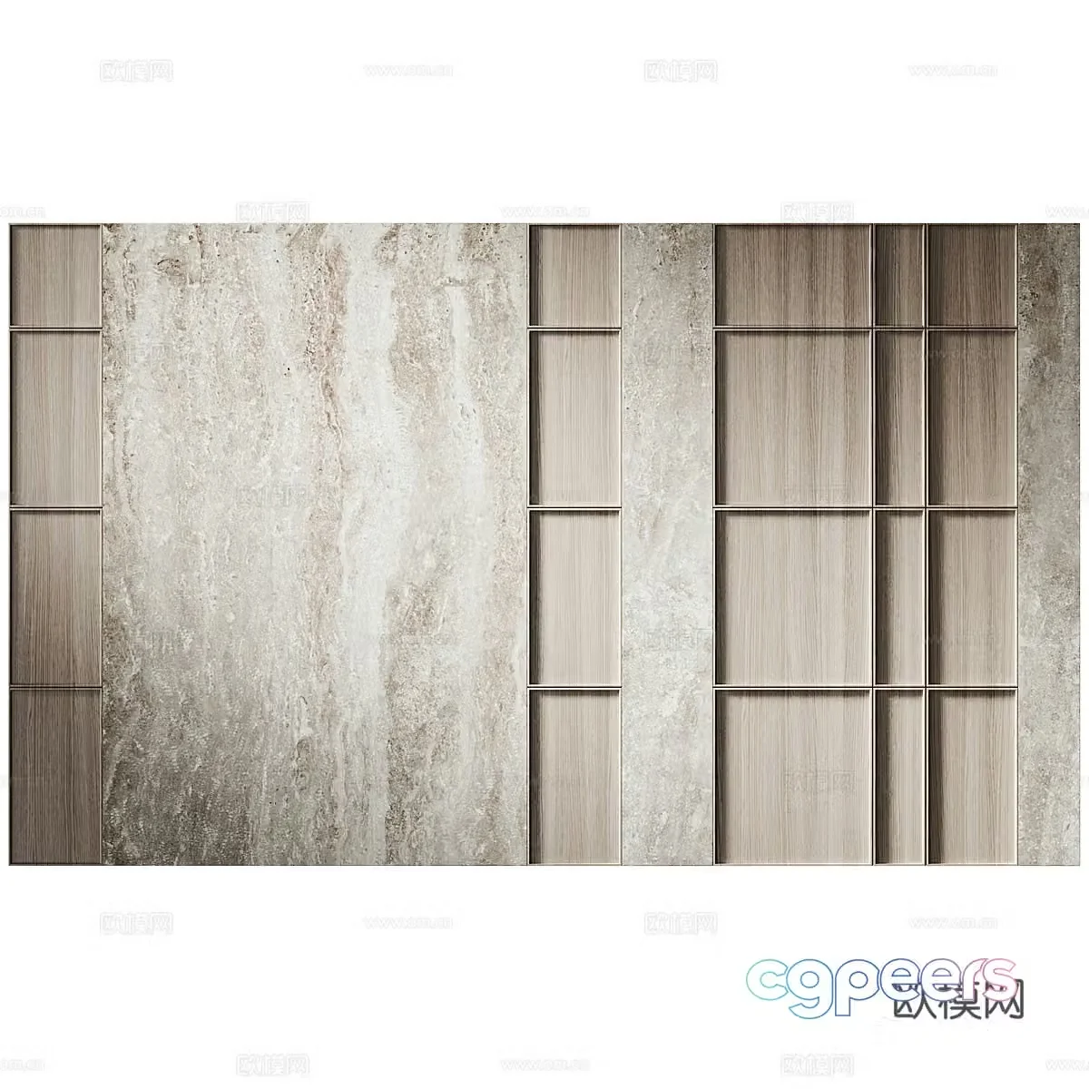 New Chinese style wasabi background wall 3D model