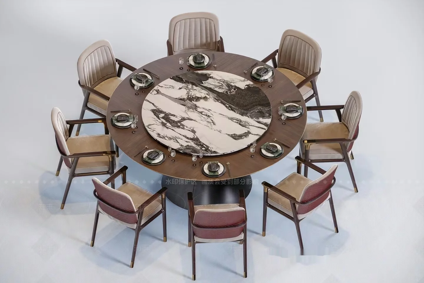 This Image Features A Round Dining Table 3D Model – 6245 – CORONA Render