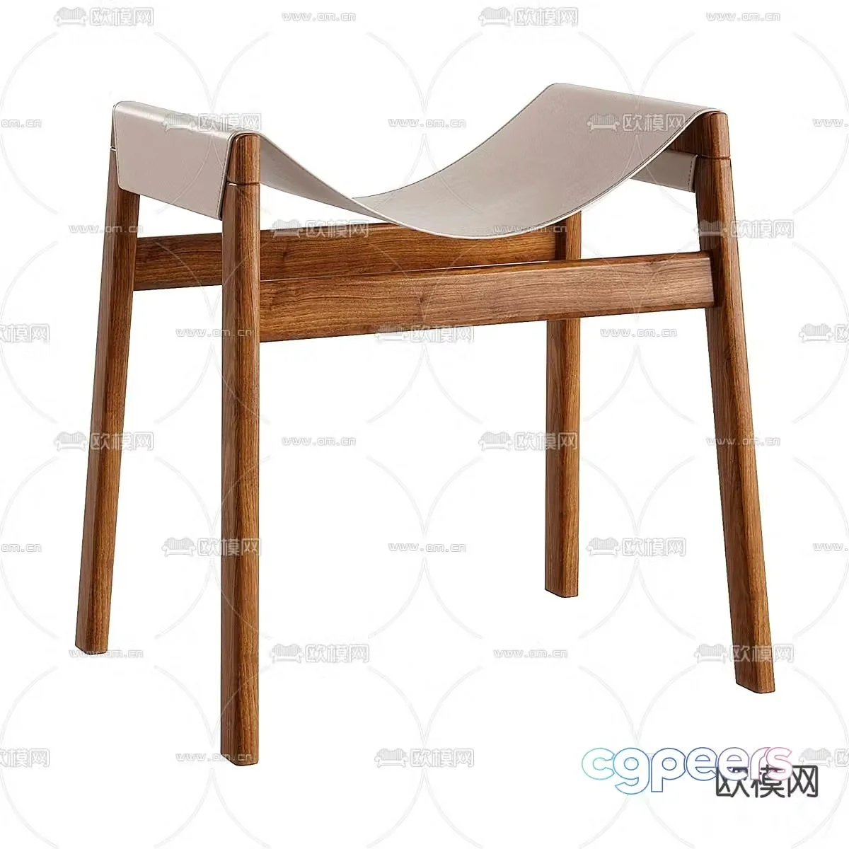 stool folding chair wooden stool 3d model