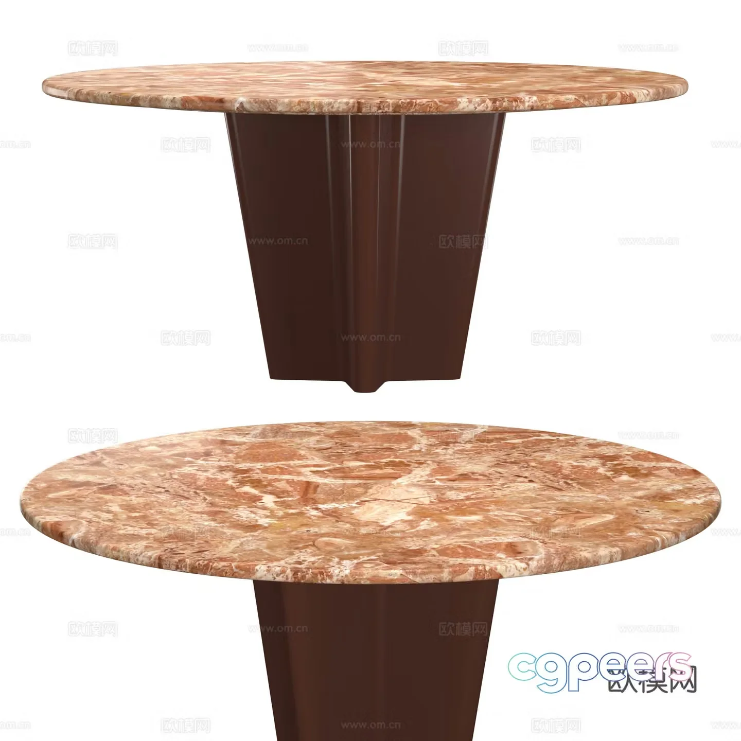 Middle-aged marble round dining table 3d model