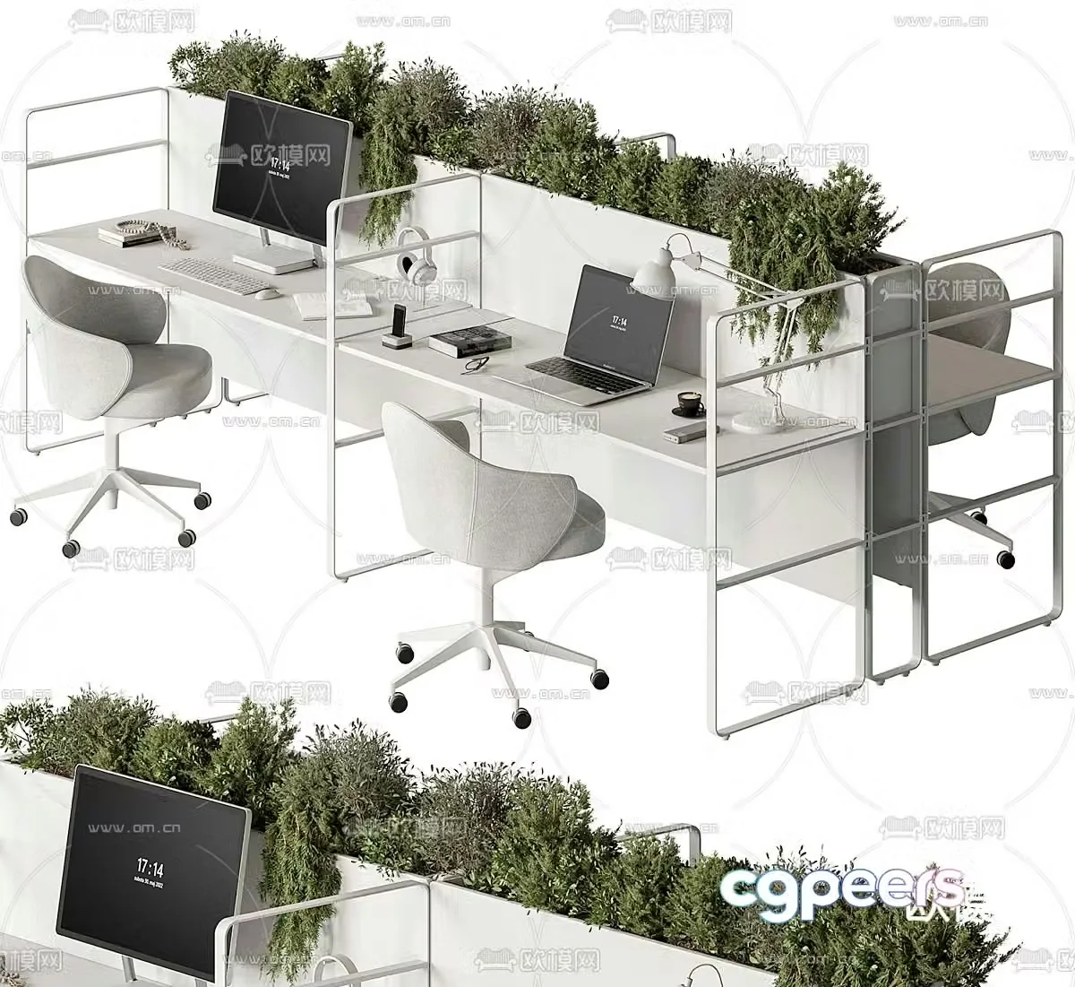 Card space desk workstation 3D model