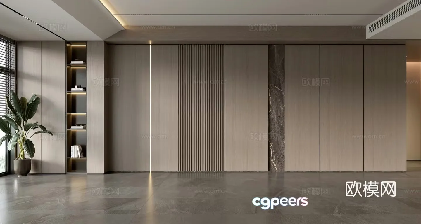 Modern sofa background wall 3d model
