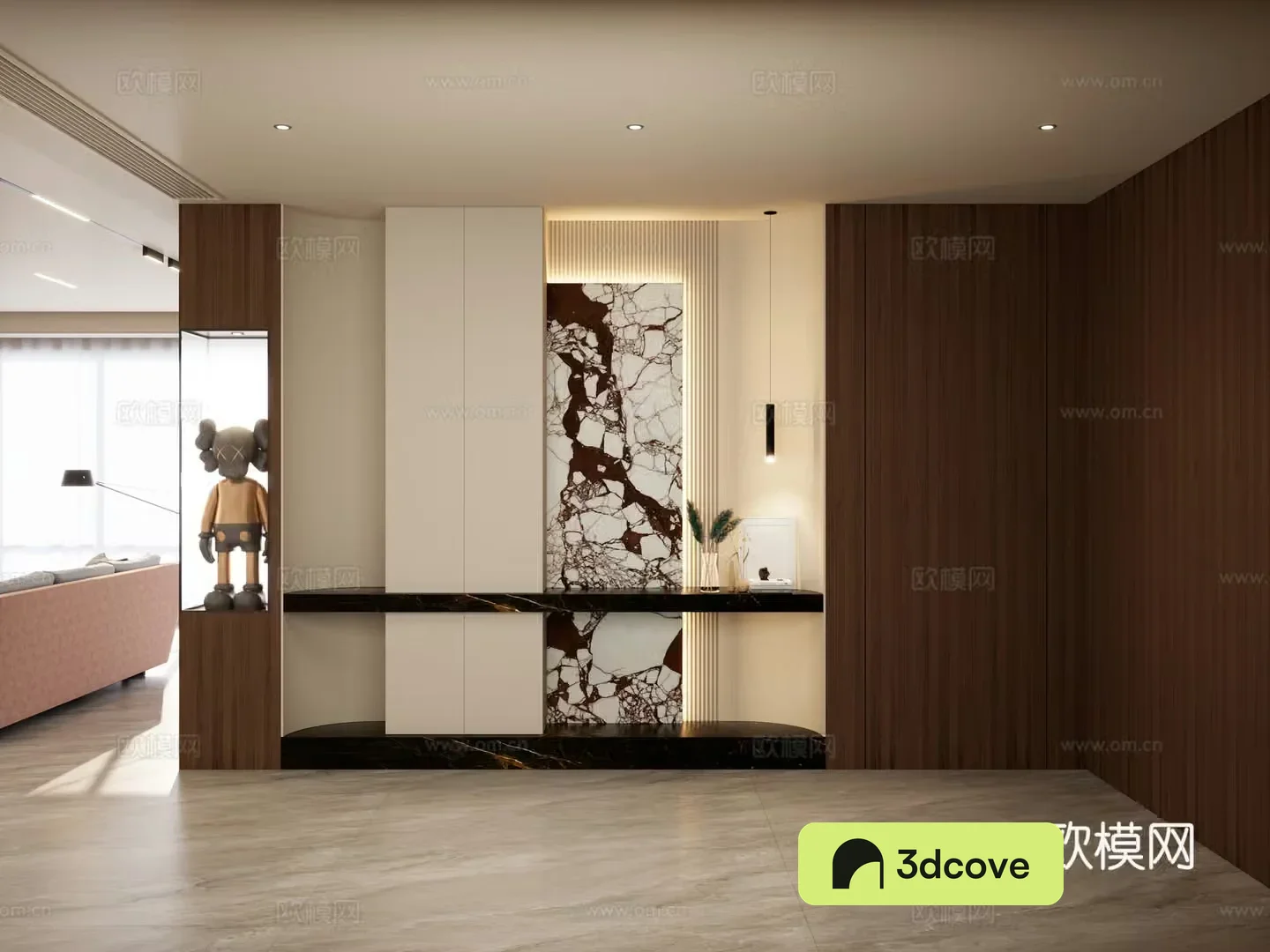 Italian style light luxury style glass cabinet sculpture rock slab grill plate partition entrance