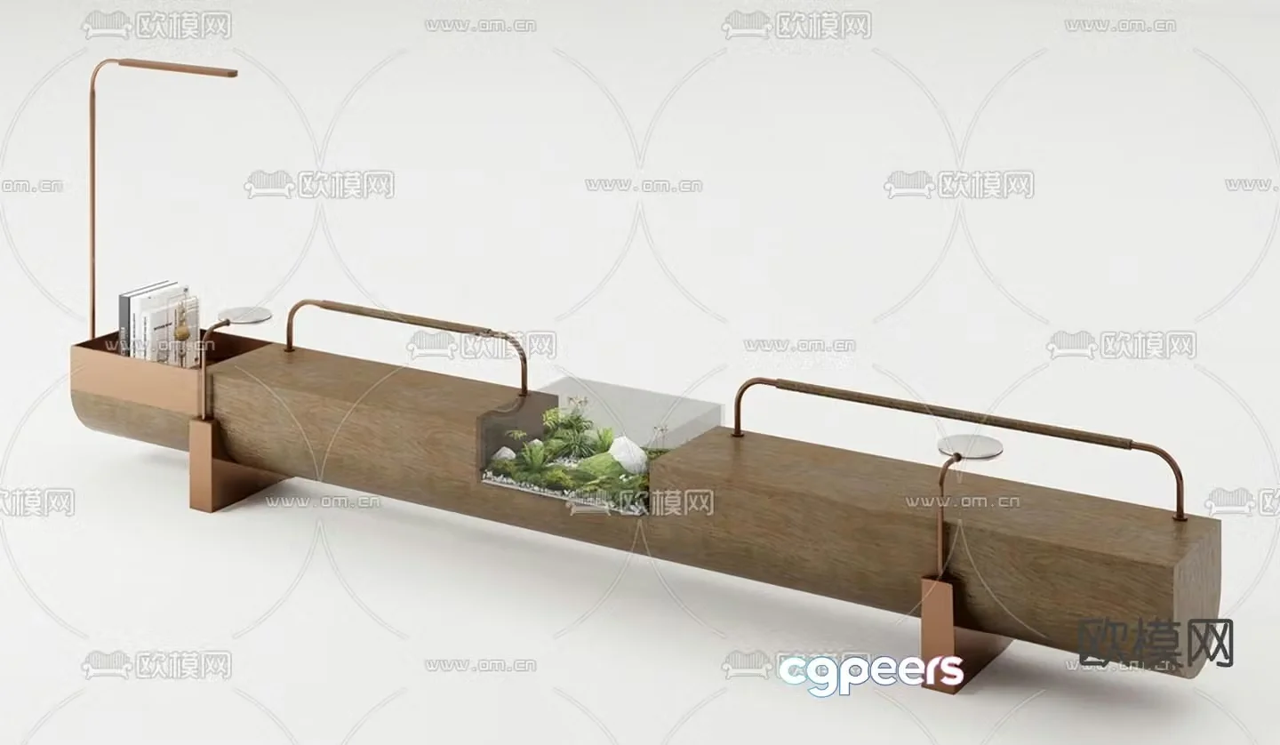 Outdoor landscape bench leisure bench 3d model