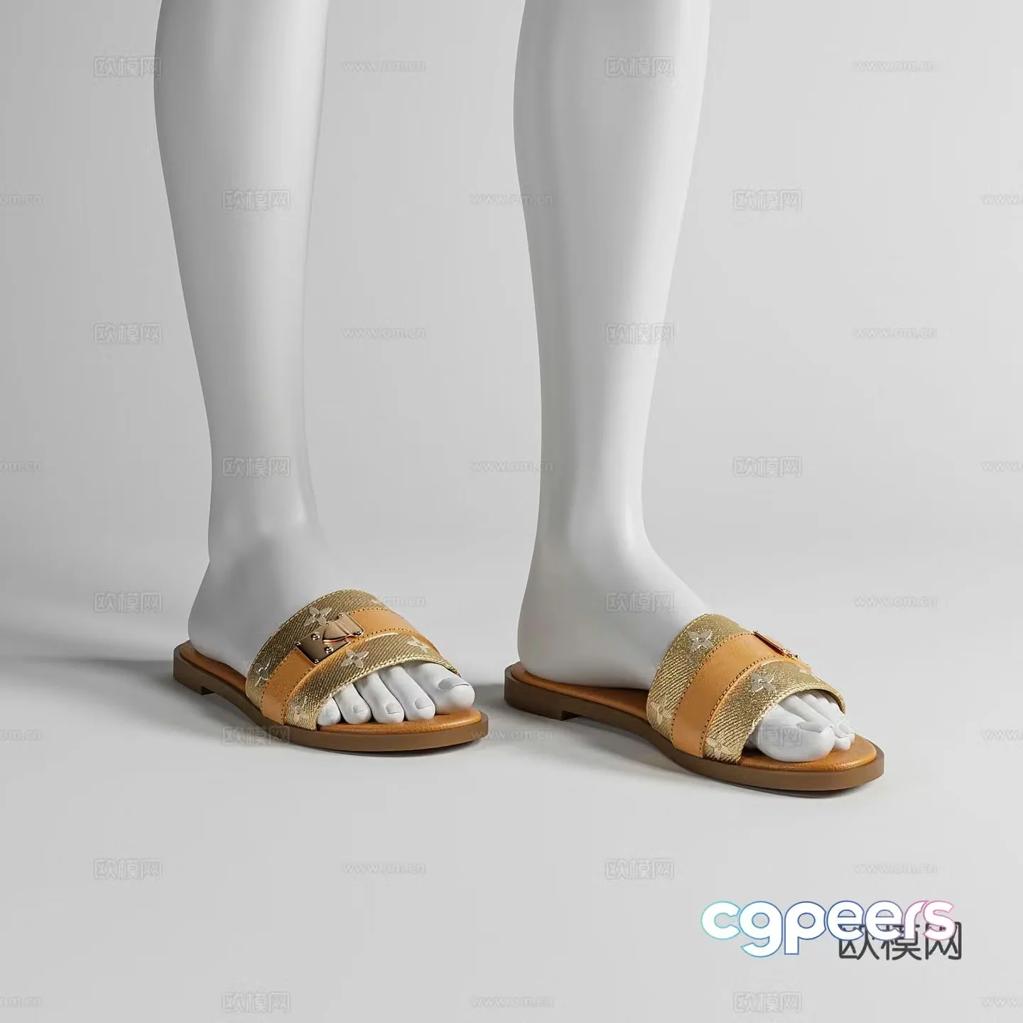 LV Louis Vuitton luxury slippers 3D model