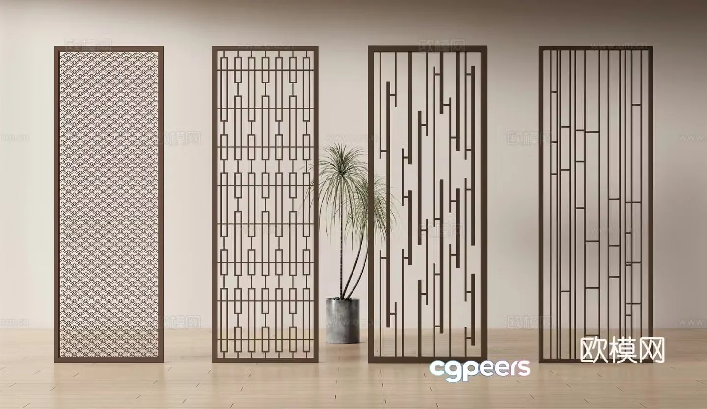 New Chinese style screen 3d model