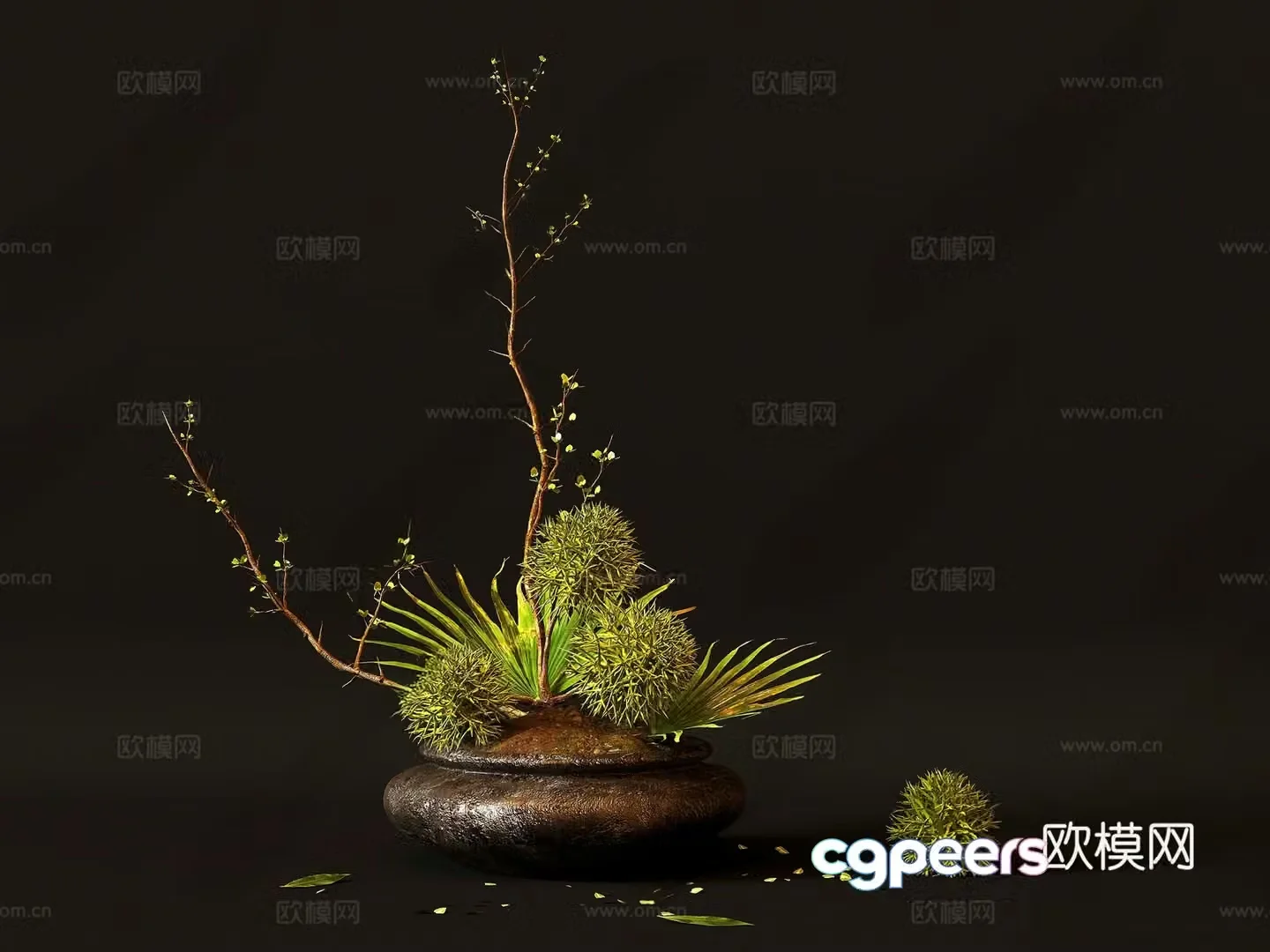 Vase flower potted plant 3D model