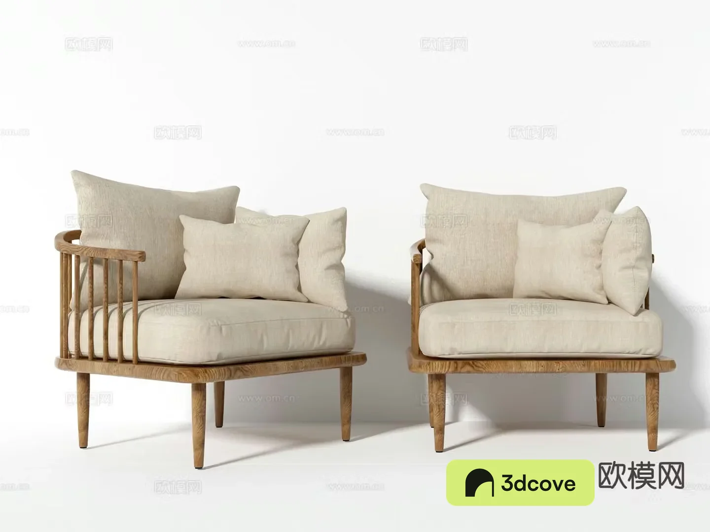 Nordic leisure chair solid wood chair fabric chair