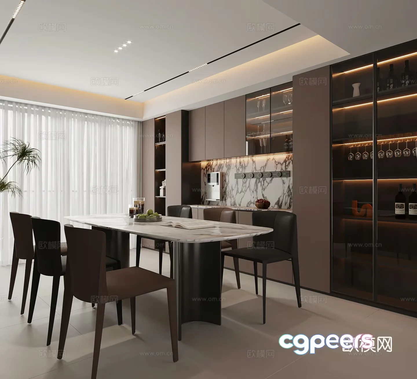 Modern Dining Room 3D Model – 12697 – VRAY Render