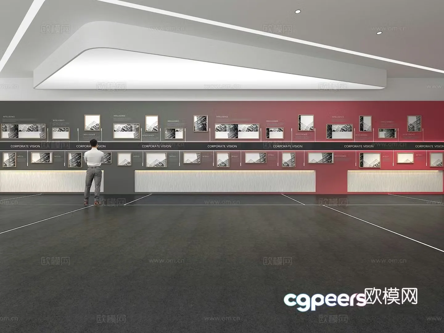 Cultural wall Corporate culture wall Display wall Theme wall Exhibition hall Campus culture Corridor 3D model