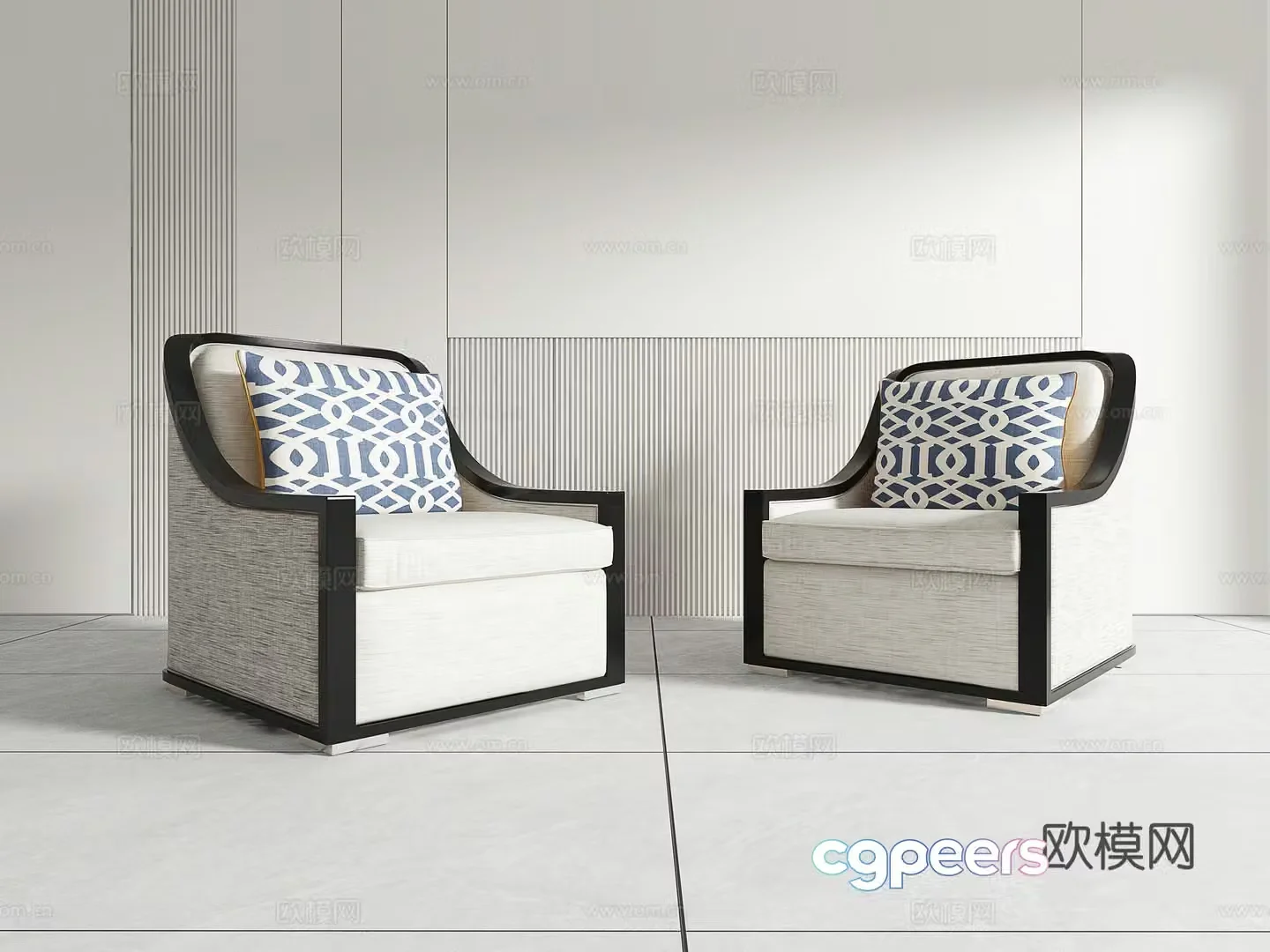 New Chinese casual chair combination 3D model