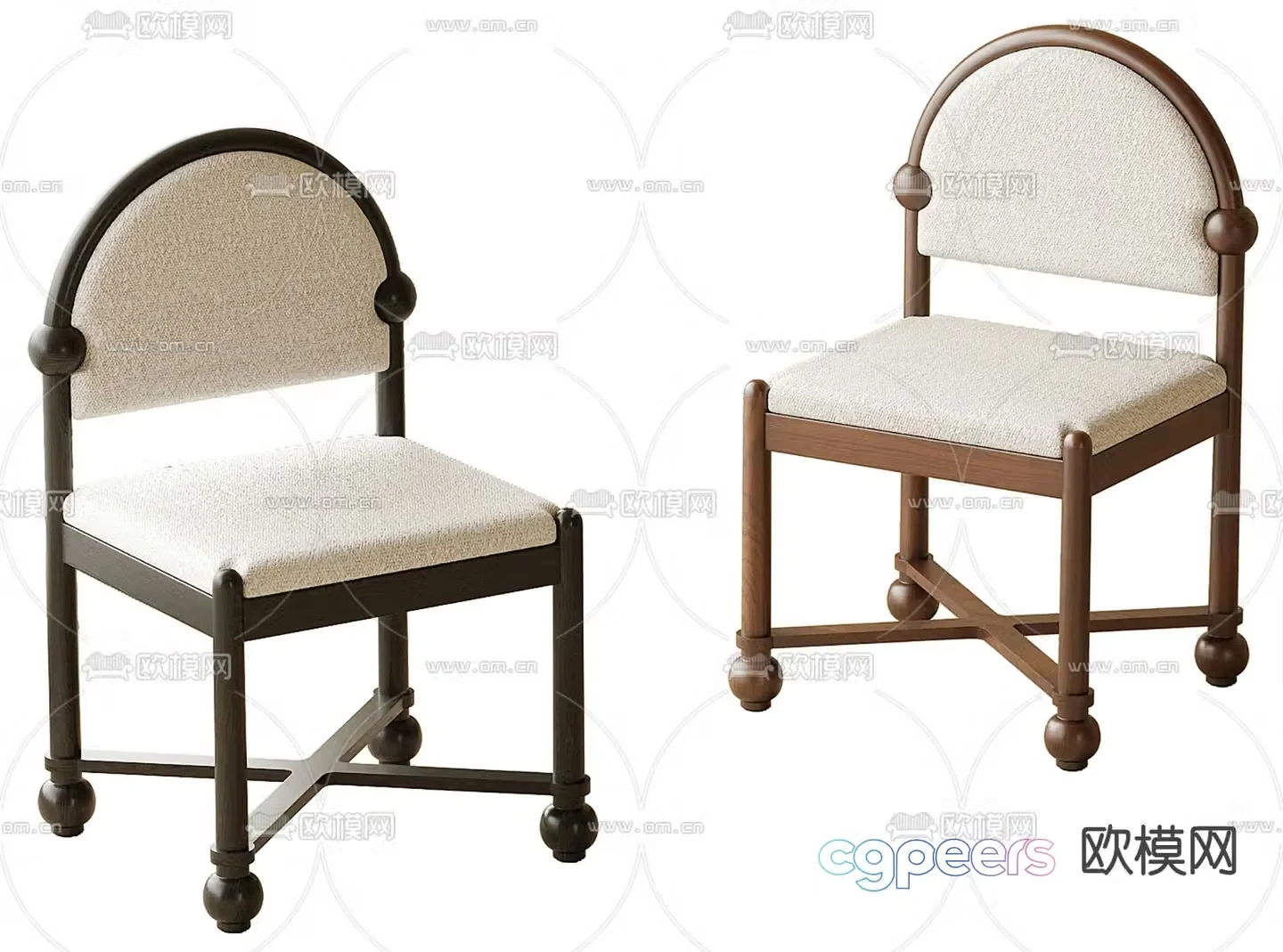 Medieval style dining chair single chair 3d model