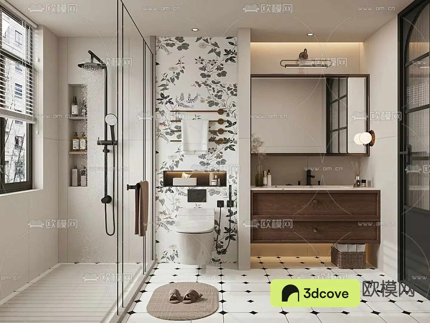 Middle style bathroom bathroom toilet 3d model