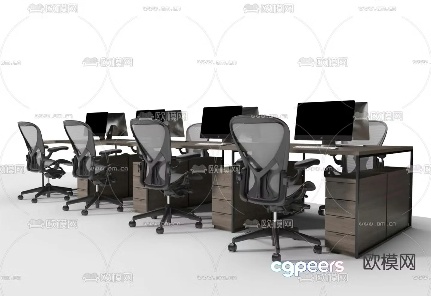 Office desk and chair screen card 3d model