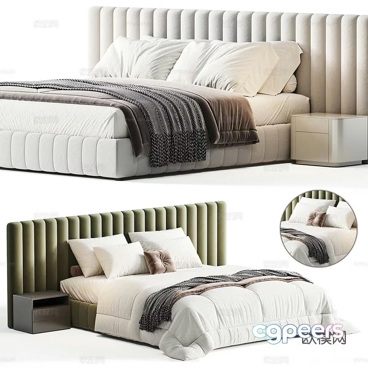 Modern Italian fabric double bed 3D model