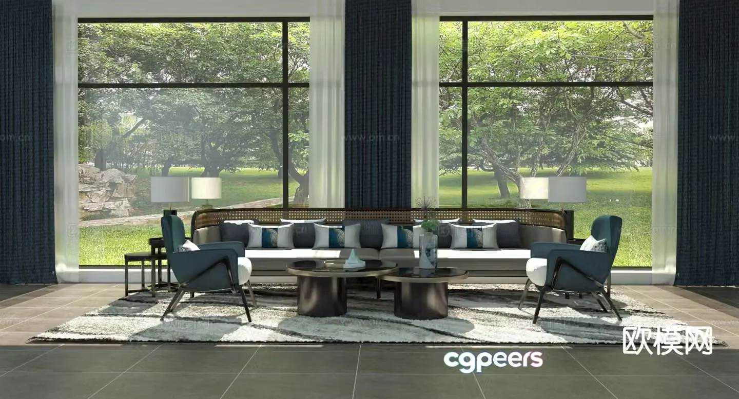 New Chinese style modular sofa 3d model