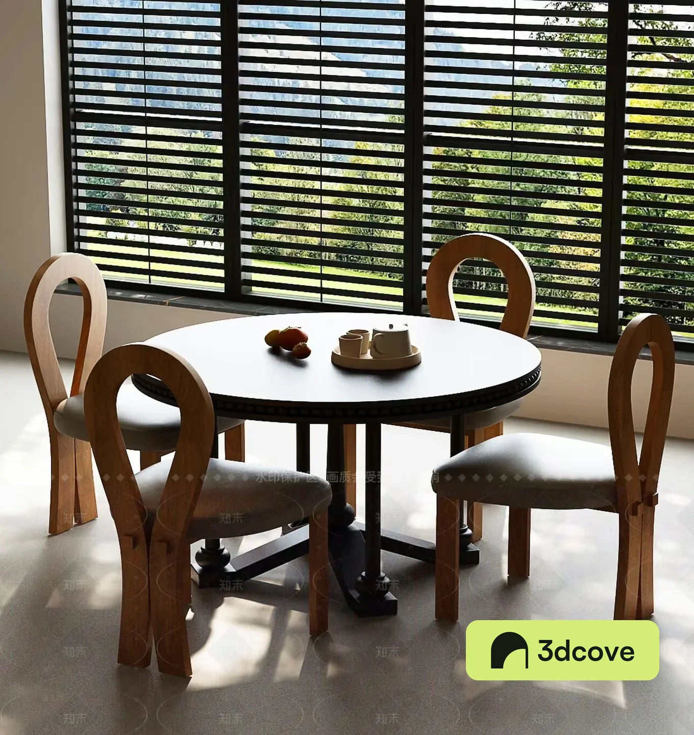 A Round Dining Table With Four Chairs